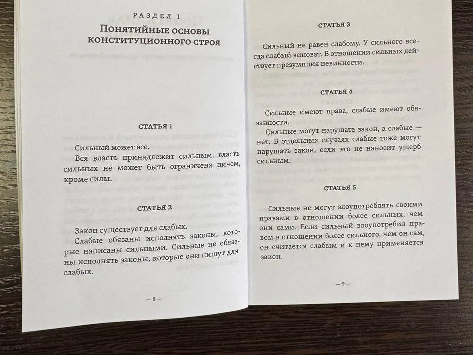 Разворот книги «Понятийная Конституция», страницы 8–9. Источник: Baza.